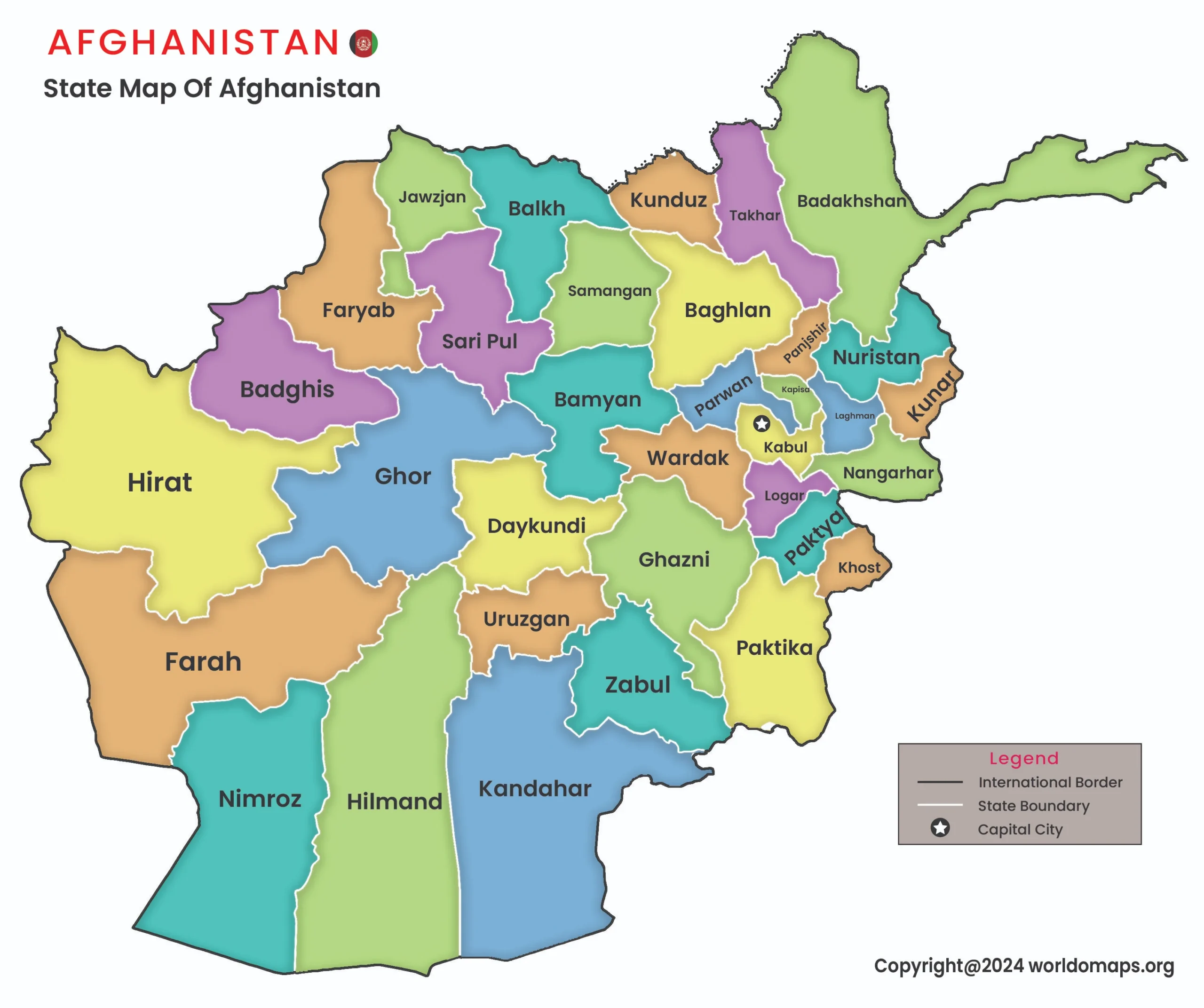 state map of Afghanistan