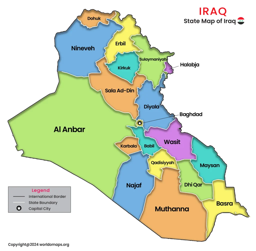 governorates map of iraq